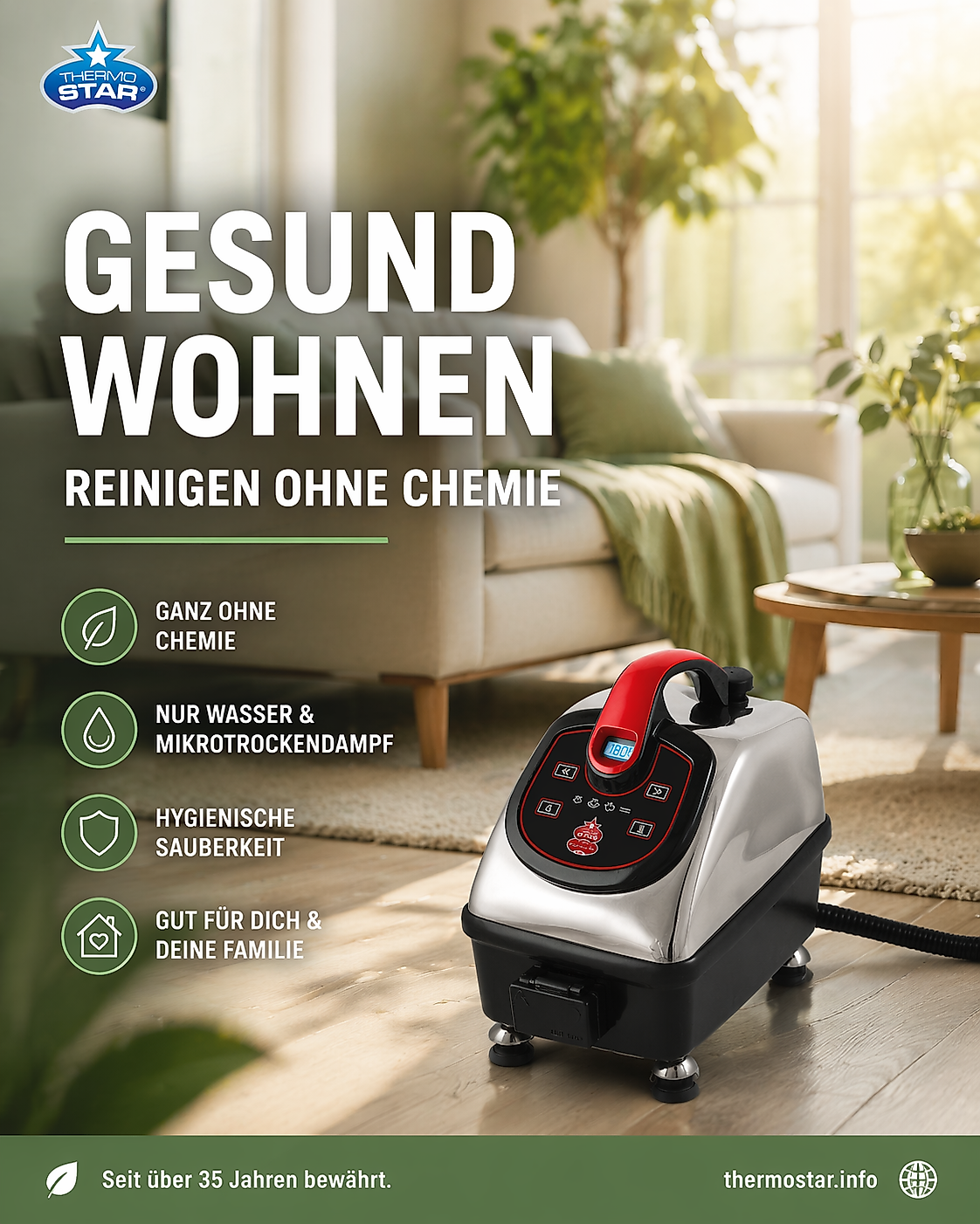 Gesund wohnen. Reinigen ohne Chemie.